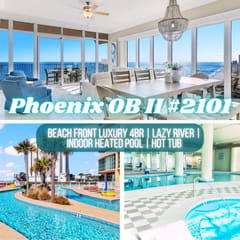 Phoenix Orange Beach II #2101 | Luxury Gulf Front 4BR*Heated Pool*Hot Tub*Lazy River*Gym*Sleeps 16